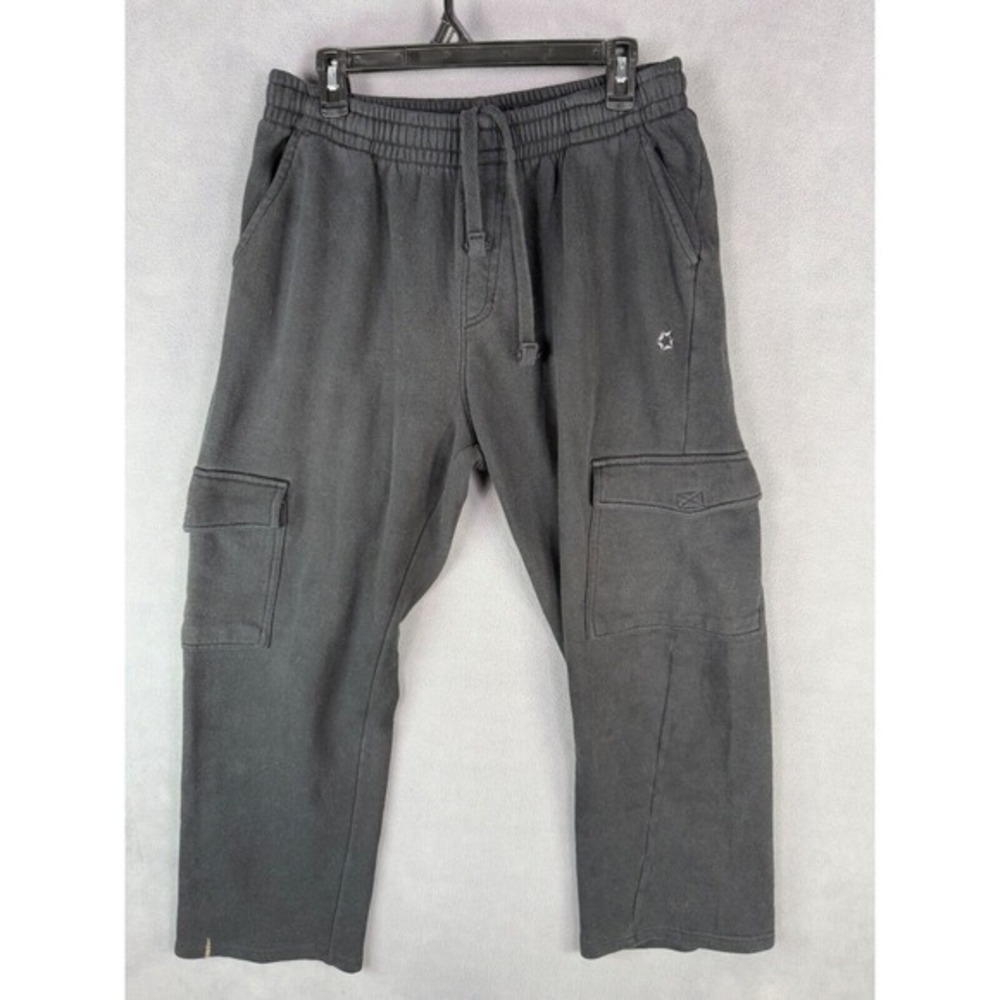 Vintage Southpole Cargo Sweatpants Mens Black L Pockets Embroidered Logo Fleece